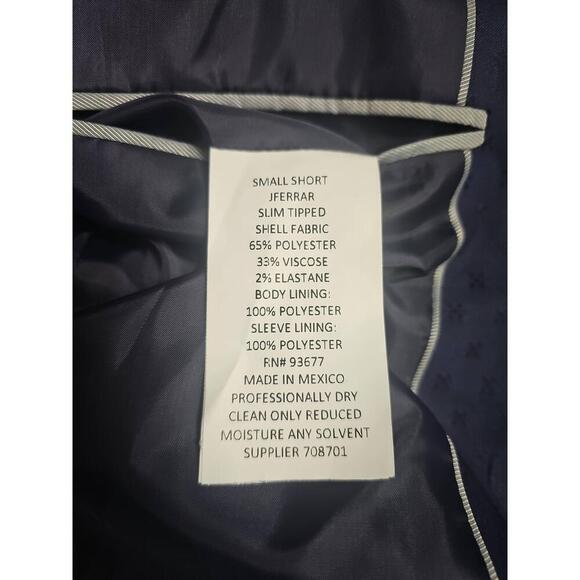 J Ferrar Youth Short Slim Tipped Small Blue Jaquard Dot Blazer Suit Jacket - Picture 8 of 9